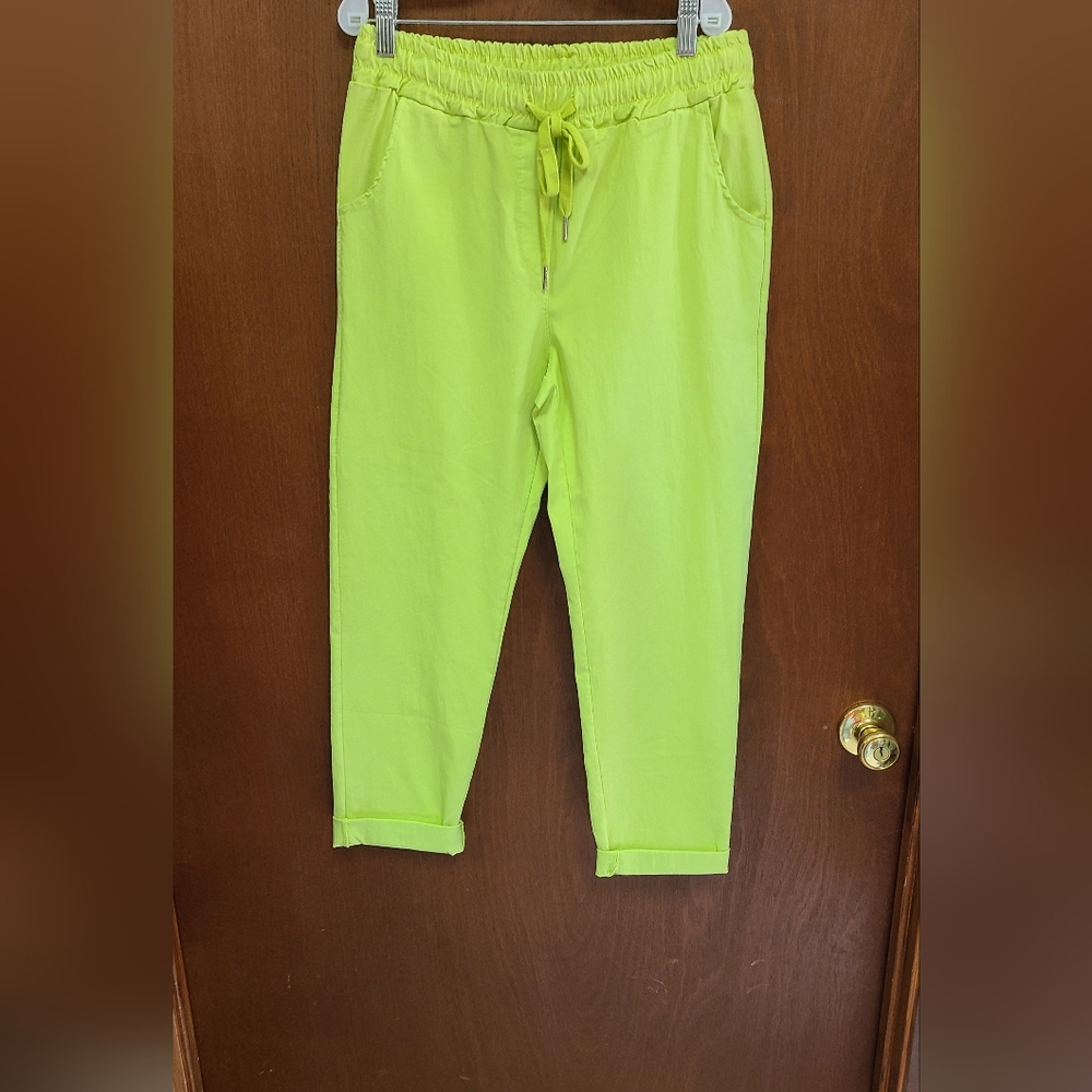 Yolly Lime Green Cropped Miracle Pants for Women - Picture 3 of 5